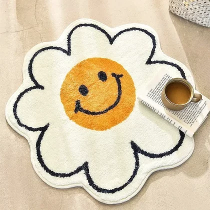 Flower Rug for Living Room Nordic Smile Flower Carpet